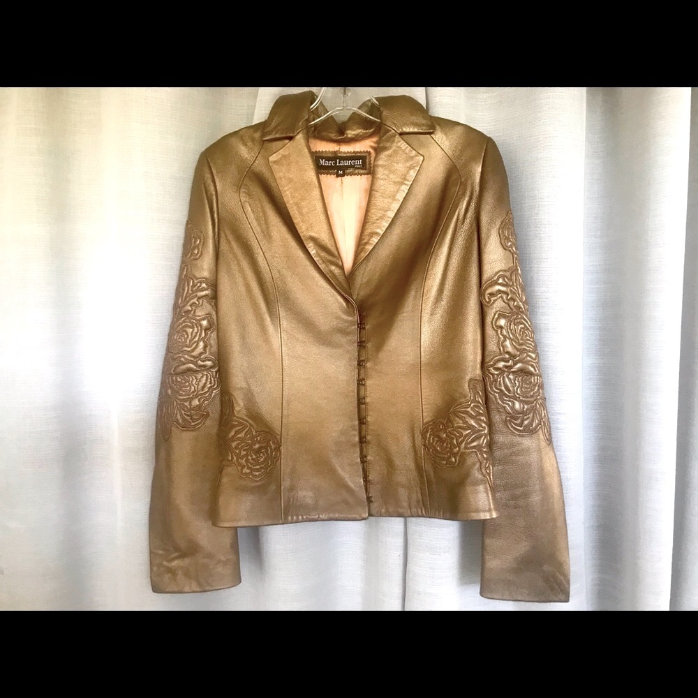 Marc Laurent leather bronze embossed jacket